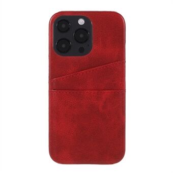 Fuldt beskyttende dobbeltkortpladser PU-læderbelagt pc-cover Shell til iPhone 13 Pro - Rød
