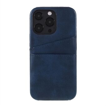 Fuldt beskyttende dobbeltkortpladser PU-læderbelagt pc-cover Shell til iPhone 13 Pro - Blå