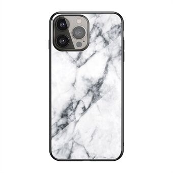 Marmormønster Design Hærdet glas Anti-ridse Blød TPU Bumper Frame Support Cover Cover til iPhone 13 Pro 