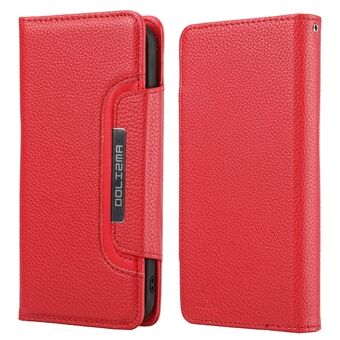 Aftageligt 2-i-1 Litchi Texture Stand Design læderetui med TPU telefoncover til iPhone 13 Pro - Rød