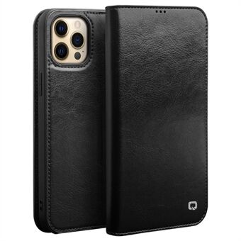 QIALINO For iPhone 13 Pro  Wallet Stand Phone Cover Top Layer Cowhide Leather + TPU Cover Shell
