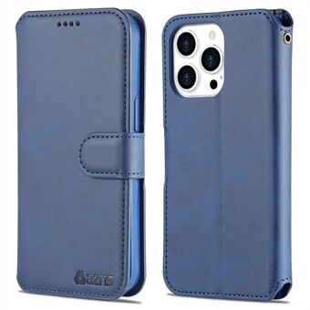 AZNS tegnebogsdesign magnetisk lukning Anti-fald stødsikker læder telefoncover Stand etui til iPhone 13 Pro - Blå
