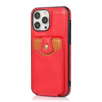 Classic delikat læder, lodret flip-kort-lommedesignet telefoncover med støtteben til iPhone 13 Pro - Rød