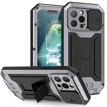 R-JUST Phone Protector Cover Kickstand Shell med hærdet glas skærmbeskytter og kamera skyder til iPhone 13 Pro 