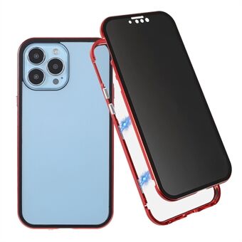 35 grader Anti-Peep Drop-resistent Kraftig magnetisk metalramme + dobbeltsidet hærdet glas telefoncover til iPhone 13 Pro 