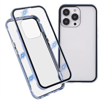 Drop-proof Double-sided Bright and Clear Tempered Glass + Magnetic Metal Frame Phone Case for iPhone 13 Pro 