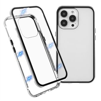 Drop-proof Double-sided Bright and Clear Tempered Glass + Magnetic Metal Frame Phone Case for iPhone 13 Pro 