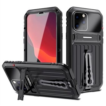 Foldebart Kickstand Design TPU+Metal Hybrid Case Shell med hærdet glasfilm til iPhone 13 Pro 