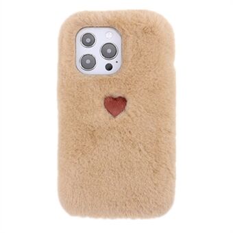 Love Heart Design Fluffy Plys TPU-etui Beskyttende telefoncover til iPhone 13 Pro 