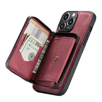 JEEHOOD Velbeskyttet anti-fald magnetisk aftageligt 2-i-1 Hybrid etui med lynlås pung Kickstand til iPhone 13 Pro 