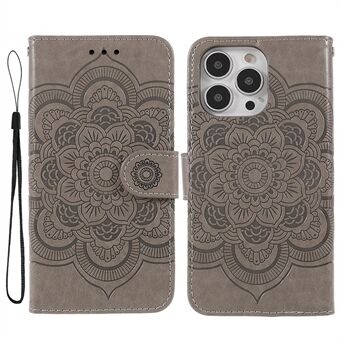 Imprinting Mandala Flower beskyttende læder telefoncover med Stand tegnebog til iPhone 13 Pro 