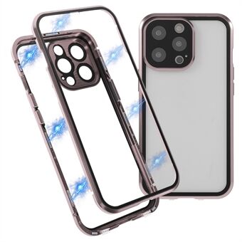 Fuld dækning Dobbeltsidet hærdet glas + metalramme HD Clear Hybrid Cover Magnetic Absorption Phone Shell til iPhone 13 Pro 
