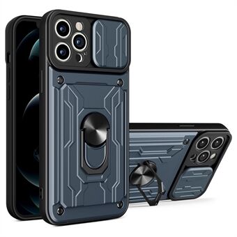 Aftagelig kortslot Hård pc + blødt TPU-telefoncover Kickstand Hybrid-cover med kamera-skydecover til iPhone 13 Pro 6,1 tommer
