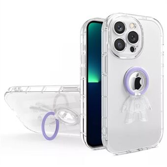 Til iPhone 13 Pro  Spaceman Design Drop Resistant Transparent TPU-telefoncover med PC- Ring Kickstand