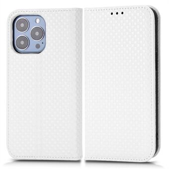 Til iPhone 13 Pro  Grid Texture PU Læder Stand Case Magnetisk Autoabsorberet Mobiltelefon Pung Cover