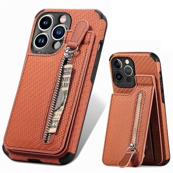 Woven Texture Kickstand Case til iPhone 13 Pro , læderbelagt TPU anti-drop telefoncover med lynlåslomme
