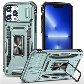 Til iPhone 13 Pro  Slide Camera Cover Anti-fingeraftryk telefoncover PC + TPU- Ring Kickstand Cell Phone Shell