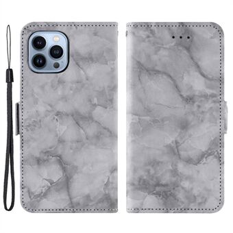 Til iPhone 13 Pro  vandret Stand skal, marmormønster Dobbelt magnetlås PU-læder Flip Wallet Cover - Grå