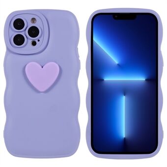 Til iPhone 13 Pro 6,1 tommer Love Heart Shape Design Telefoncover Blød TPU Wavy Edge Stødsikkert luftpudebetræk