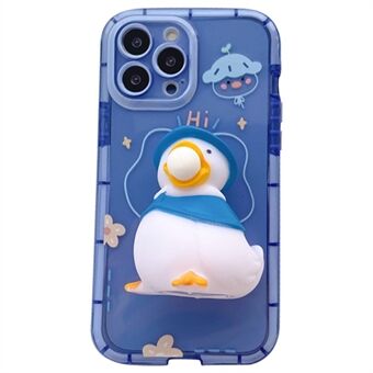 Til iPhone 13 Pro 6,1 tommer 3D Squishy Duck Decor Noctilucent Luminous Phone Case Fleksibelt TPU-cover