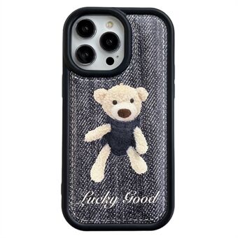 Til iPhone 13 Pro 6,1 tommer Anti-drop Telefon Bagcover Bomuld Pad Bear TPU + Stof Beskyttende Telefon Case
