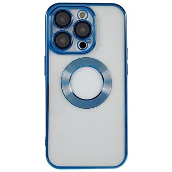 Til iPhone 13 Pro 6,1 tommer CD Texture Ring Logo Hul Design Telefon Case Klar TPU galvanisering kanter Beskyttelsescover med indbygget pc-linsefilm
