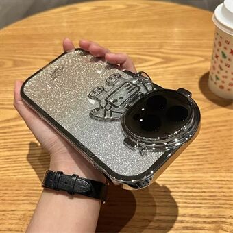 Galvaniseret TPU-telefoncover til iPhone 13 Pro 6,1 tommer Spaceman Glitter Anti-Fall Shockproof Cover med objektivdæksel