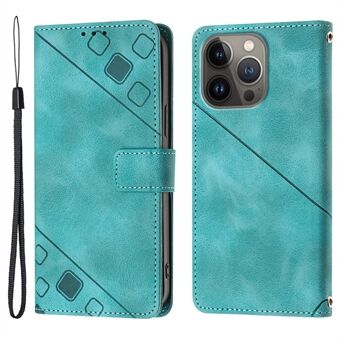 PT005 YB Imprinting Series-6 Læder Shell til iPhone 13 Pro 6,1 tommer Anti-fall Skin Touch Stand Wallet Case