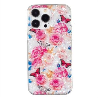Til iPhone 13 Pro 6,1 tommer IMD Marble Flower Anti-Drop Slim Case Shell Mønster TPU telefonbeskytter