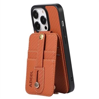 ABEEL Style 02 til iPhone 13 Pro RFID-blokeringskortholder Kickstand Cover Carbon Fiber Texture PU-læder+TPU-telefoncover