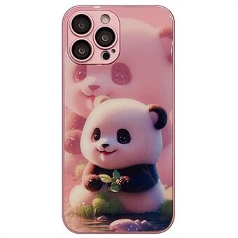 Til iPhone 13 Pro Cute Panda Mønster Printing Hærdet glas+TPU telefonetui med linsefilm