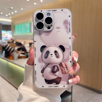 Til iPhone 13 Pro Mobiltelefon Cover Hårdt Glas+TPU Metal Paint Design Panda Decor Telefoncover