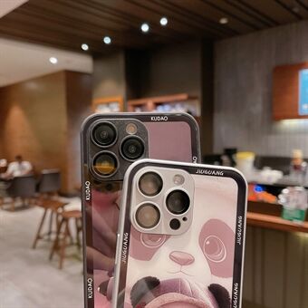 Til iPhone 13 Pro Panda-mønster telefoncover Hærdet glas+TPU telefoncover med linsebeskytter