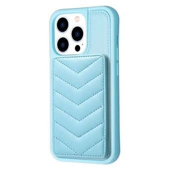 BF26 til iPhone 13 Pro Kickstand Wave Stitching Texture Telefon Etui Kortholder TPU+PU Læder Telefon Cover