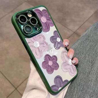 Telefonbagcover til iPhone 13 Pro 6,1 tommer Glitter Kameraring Ring Blomster TPU-cover med linsefilm