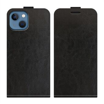 Crazy Horse Texture Lodret Flip PU-lædertelefontaske med kortplads til iPhone 13 mini - Sort