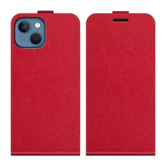 Crazy Horse Texture Lodret Flip PU-lædertelefontaske med kortplads til iPhone 13 mini - Rød