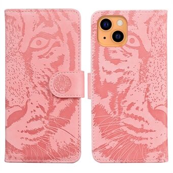 Anti-ridse Pure Color Tiger Imprint Mønster Læder Mobiltelefon Cover Case til iPhone 13 mini 