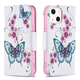 Mønstertryk PU-læder stødsikkert, beskyttende tegnebogscover med magnetisk Stand til iPhone 13 mini 