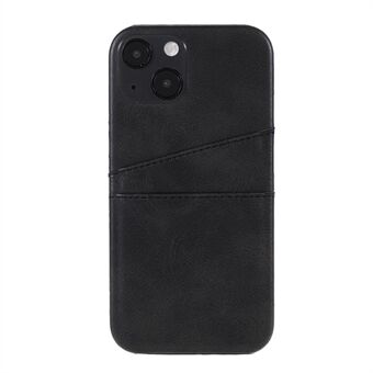 Allround beskyttet læderbelagt pc-bagsidetelefoncover med dobbelte kortpladser til iPhone 13 mini - Sort