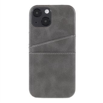 Allround beskyttet læderbelagt pc-bagsidetelefoncover med dobbelte kortpladser til iPhone 13 mini - Grå