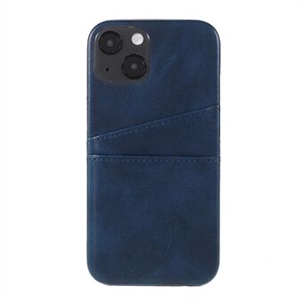 Allround beskyttet læderbelagt pc-bagsidetelefoncover med dobbelte kortpladser til iPhone 13 mini - Blå