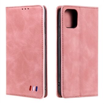 001 Series Auto-absorberet Hud-touch Feeling Læder Fuld beskyttelse Pung Telefon Etui til iPhone 13 mini - Pink