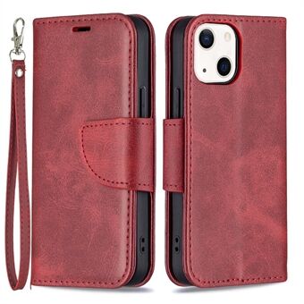 Ensfarvet pungetui i læder Telefonskal med rem til iPhone 13 mini - Rød