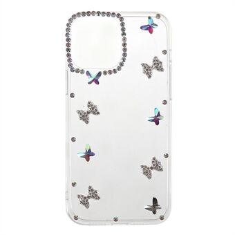 Butterflies Sticking Diamond Rhinestone Decor Blød TPU Holdbar Light Phone Case til iPhone 13 mini 
