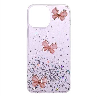 Sparkle Glitter 3D Butterfly Pattern Epoxy Blød TPU telefoncover til iPhone 13 mini 