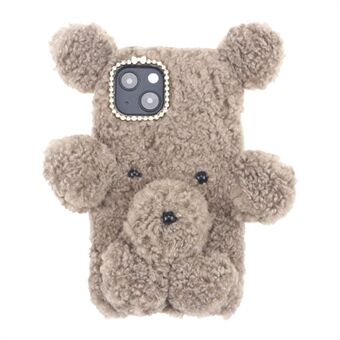 3D Fluffy Bear Doll Soft TPU Cover Mobiltelefon Case Shell til iPhone 13 mini 