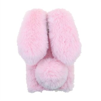 Bling Rhinestone Decor 3D Bunny Ears Soft Furry TPU Bumper Protective Skin Cover til iPhone 13 mini - Pink