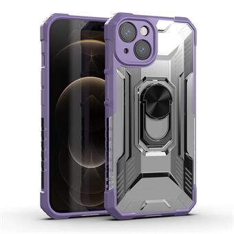 RUGGED SHIELD Ring Kickstand Design Stødsikker PC+TPU Hybrid Case Cover til iPhone 13 mini 