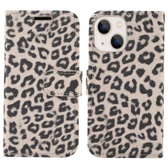 Leopard Texture Pung Stand Design PU Læder Telefon Protector Case til iPhone 13 mini 
